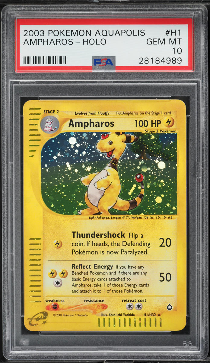 2003 Pokemon Aquapolis Holo Ampharos #H1 PSA 10 GEM MINT