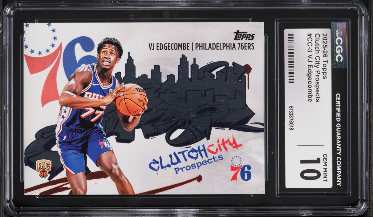 2025 Topps Clutch City Prospects VJ Edgecombe ROOKIE #CC-3 CGC 10 GEM MINT