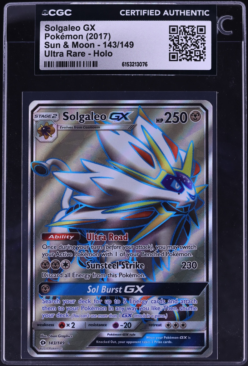 2017 Pokemon Sun & Moon Full Art Solgaleo GX #143 CGC AUTH