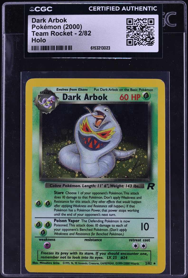 2000 Pokemon Team Rocket Holo Dark Arbok #2 CGC AUTH