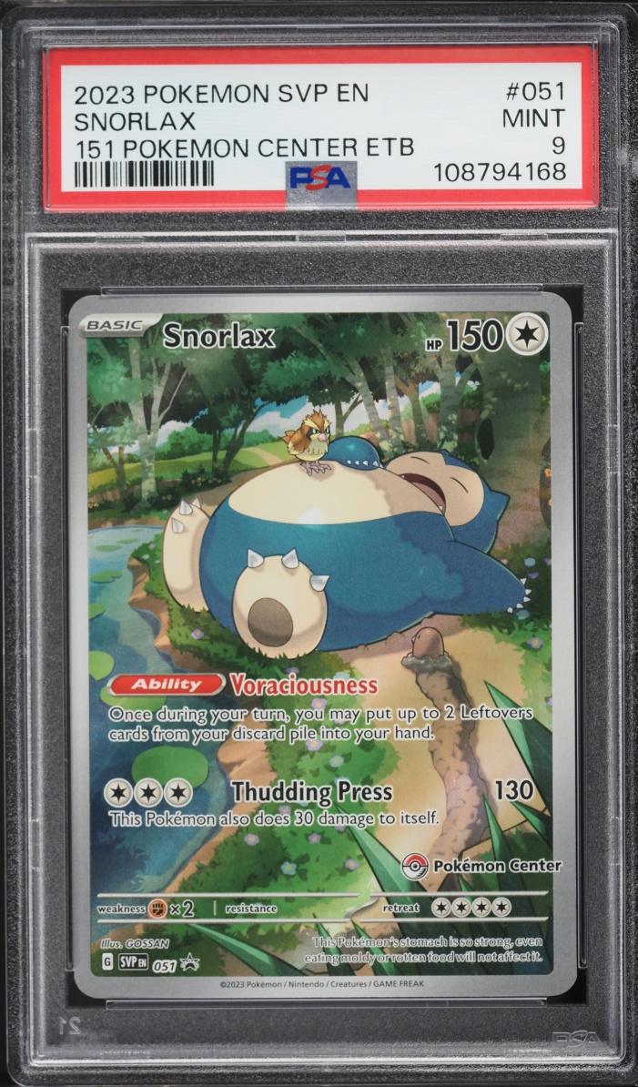 2023 Pokemon Scarlet & Violet Promo 151 Center ETB Full Art Snorlax #51 PSA 9 MINT
