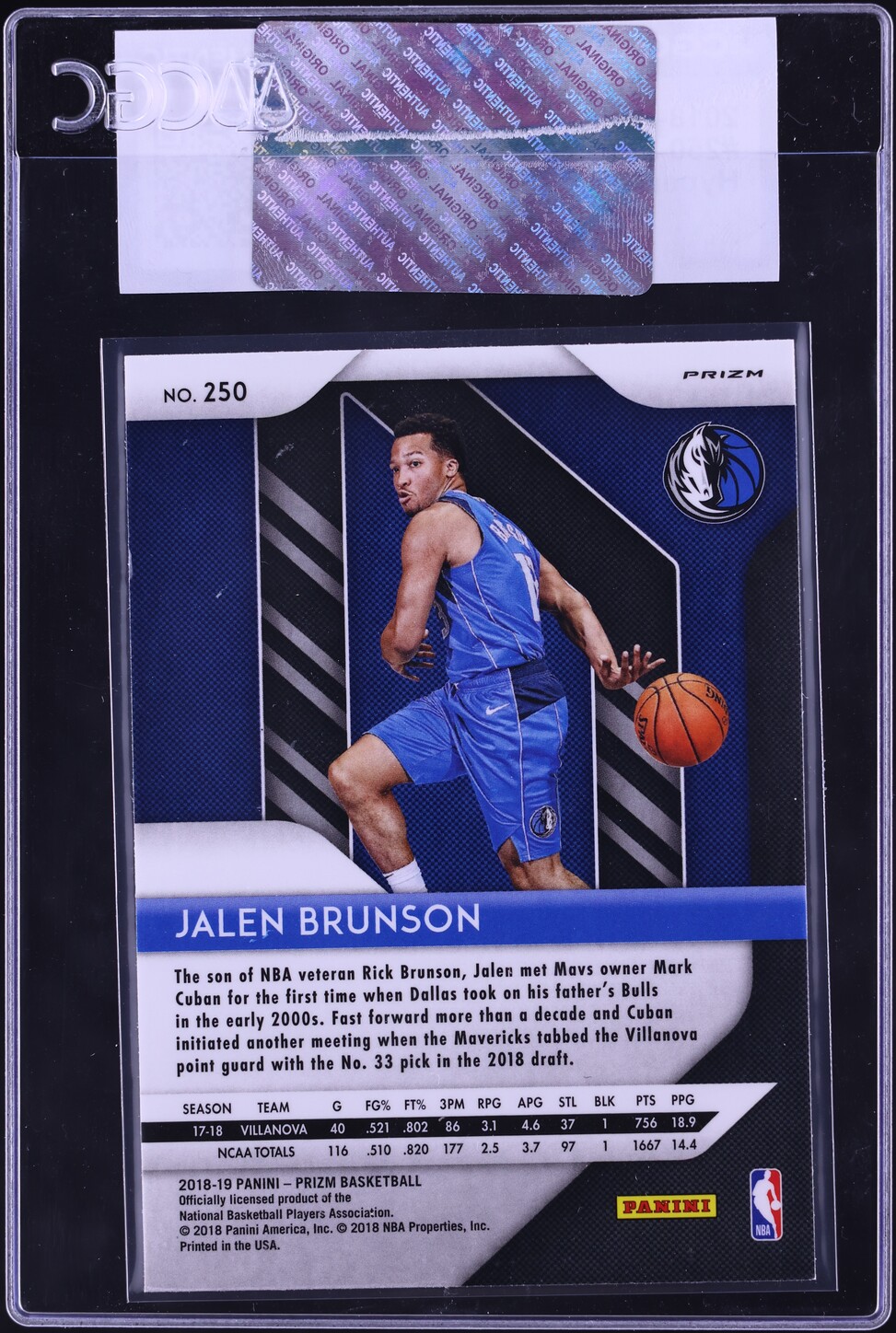 2018 Panini Prizm Hyper Jalen Brunson ROOKIE #250 CGC AUTH