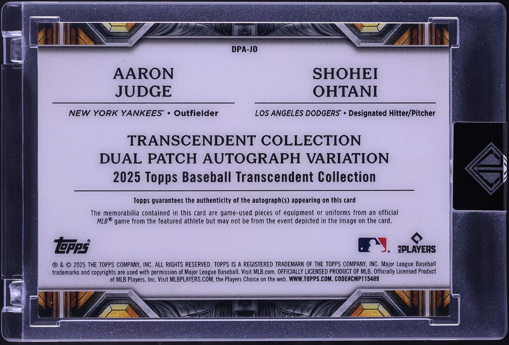 2025 Topps Transcendent Collection Aaron Judge & Shohei Ohtani PATCH AUTO 1/1 #DPA-JO