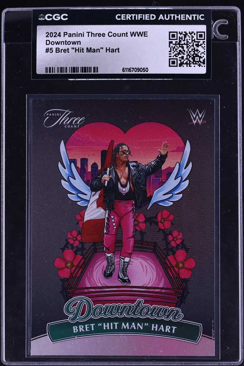 2024 Panini Three Count WWE Downtown Bret "Hit Man" Hart #5 CGC AUTH