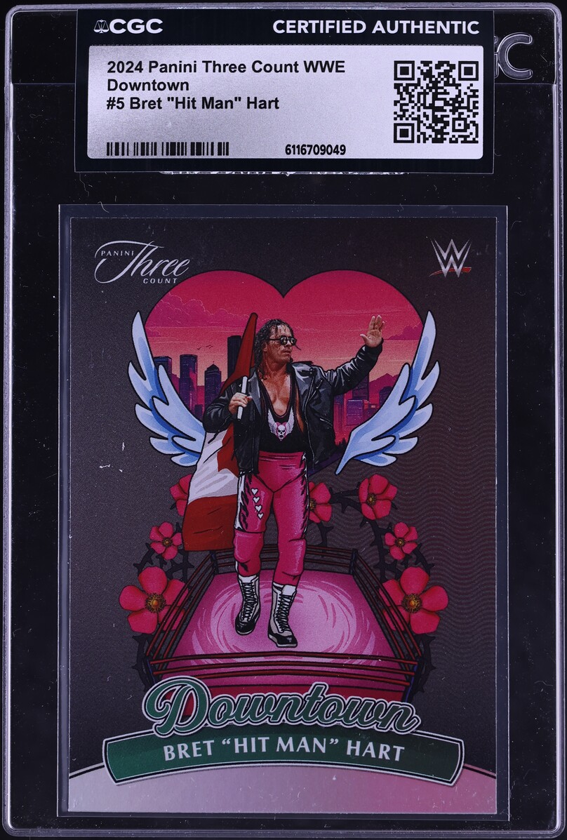 2024 Panini Three Count WWE Downtown Bret "Hit Man" Hart #5 CGC AUTH
