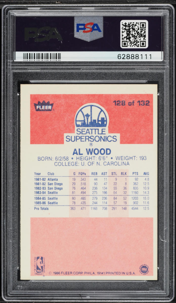1986 Fleer Basketball Al Wood #128 PSA 6 EXMT