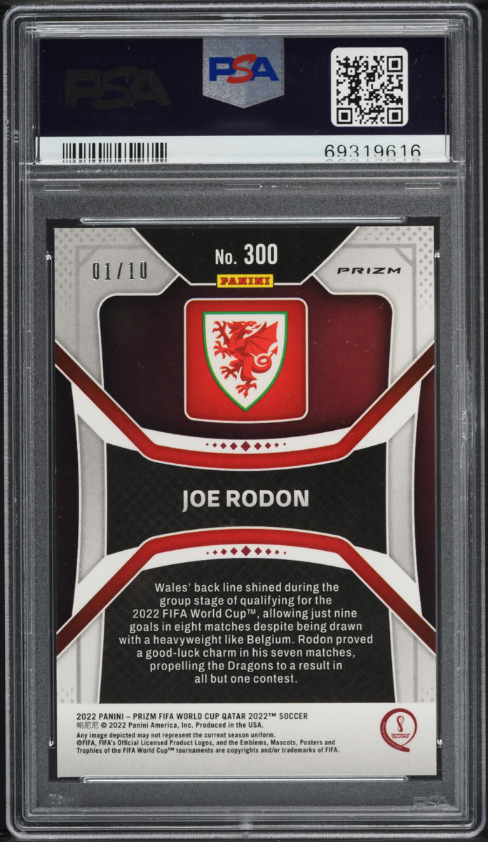 2022 Panini Prizm World Cup Qatar Gold Joe Rodon ROOKIE 1/10 #300 PSA 9 MINT