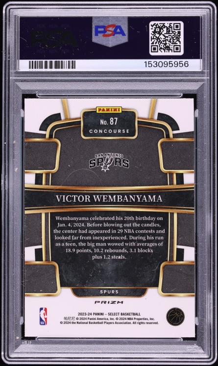 2023 Select Concourse Tiger Prizm Victor Wembanyama ROOKIE #87 PSA 9 MINT