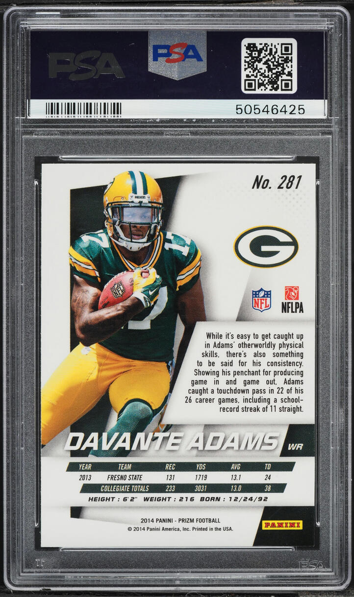 2014 Panini Prizm Davante Adams ROOKIE #281 PSA 10 GEM MINT