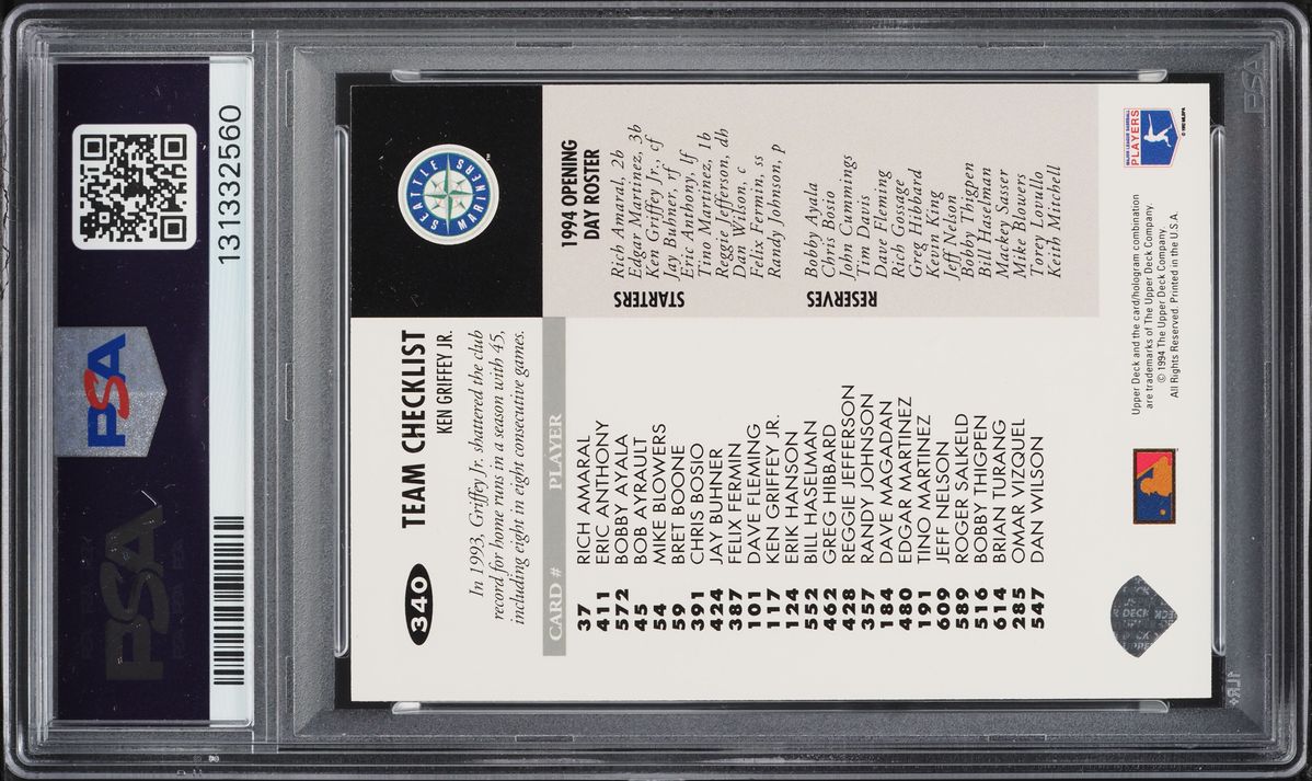 1994 Collector's Choice Silver Signature Ken Griffey Jr. #340 PSA 10 GEM MINT