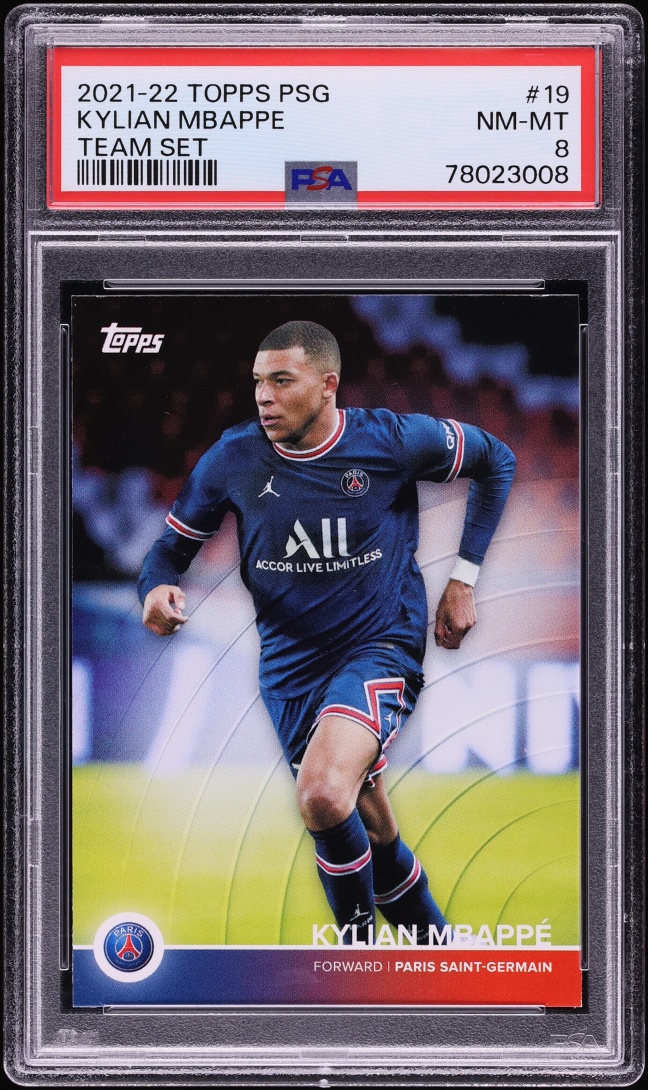 2021 Topps Paris Saint-Germain Team Set Kylian Mbappe #19 PSA 8 NM-MT