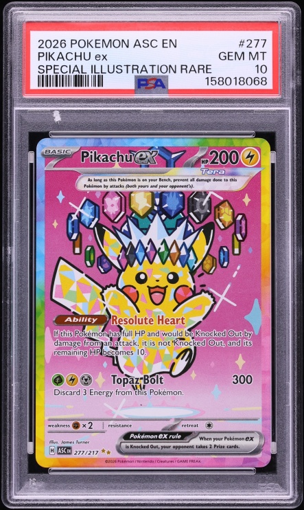 2026 Pokemon Mega Evolution Ascended Heroes SIR Pikachu ex #277 PSA 10 GEM MINT
