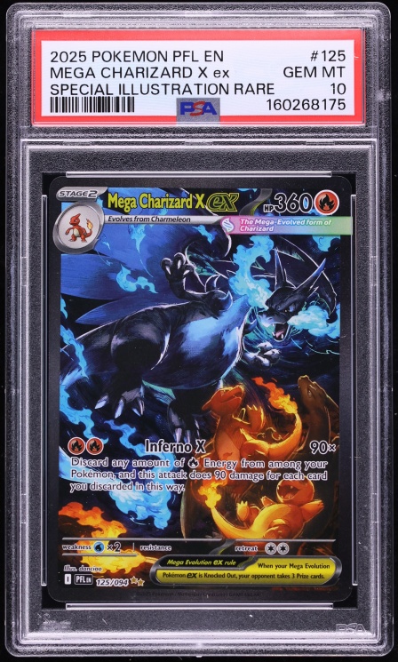 2025 Pokemon Mega Evolution Phantasmal Flames SIR Mega Charizard X ex #125 PSA 10 GEM MINT