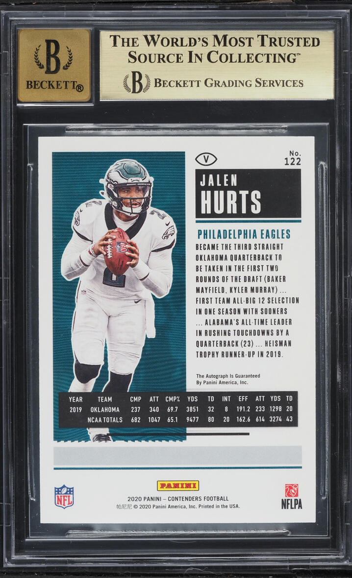 2020 Panini Contenders Red Zone Jalen Hurts ROOKIE AUTO #122 BGS 9.5 GEM MINT