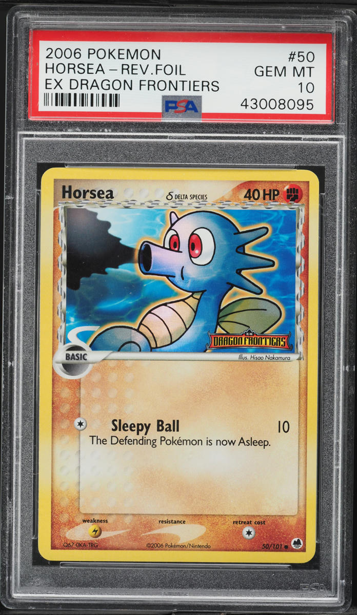 2006 Pokemon EX Dragon Frontiers Reverse Holo Horsea #50 PSA 10 GEM ...