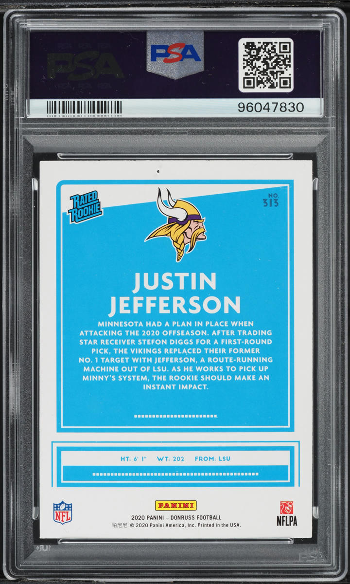 2020 Donruss Football Justin Jefferson ROOKIE #313 PSA 7 NRMT