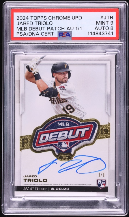 2024 Topps Chrome Update Jared Triolo ROOKIE MLB DEBUT PATCH AUTO DNA 8 1/1 #RDPAJTR PSA 9 MINT