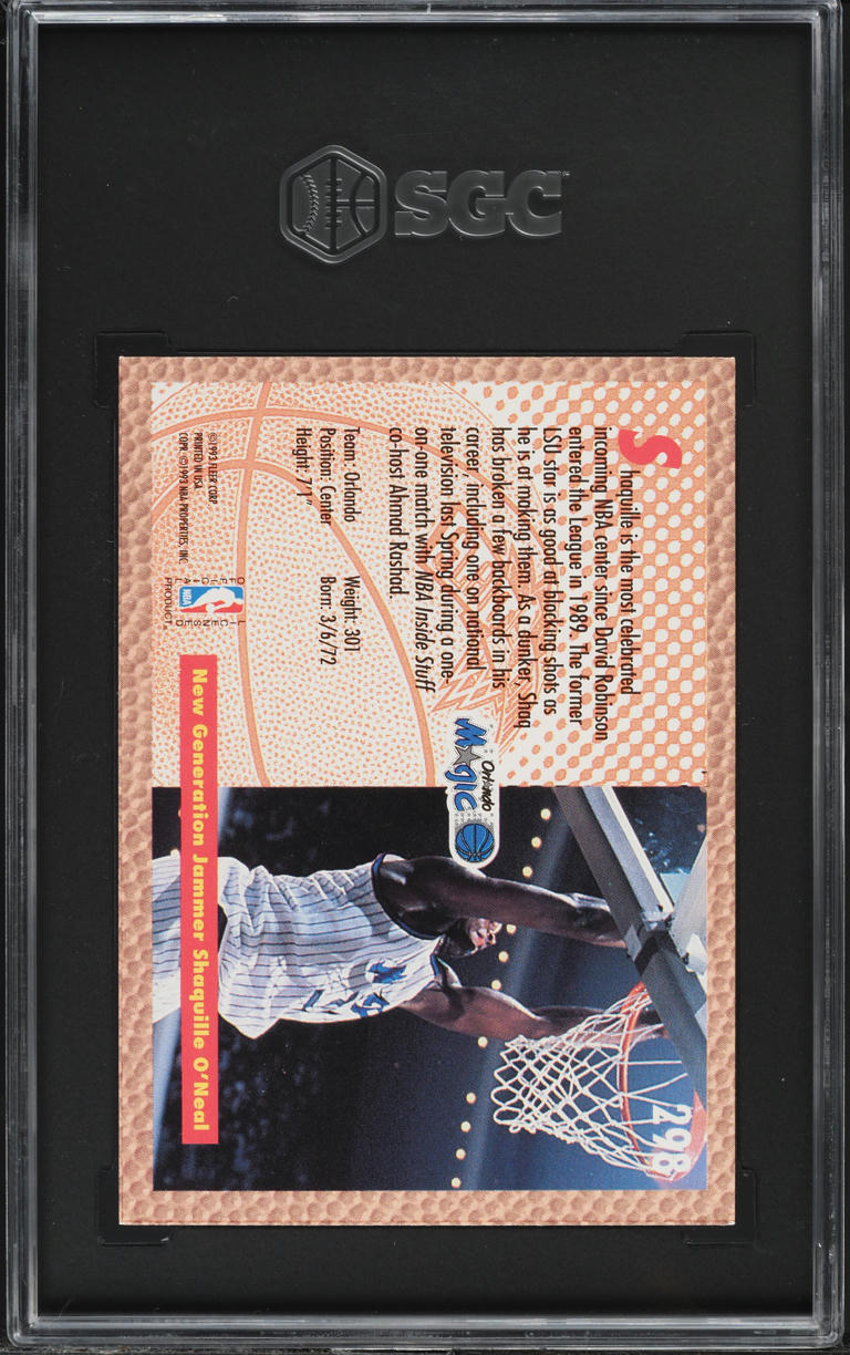 1992 Fleer Slam Dunk Shaquille O'Neal ROOKIE #298 SGC 6 EXMT