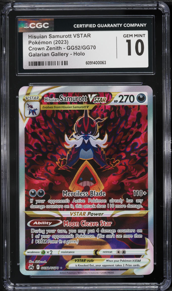 2023 Pokemon Sword & Shield Crown Zenith Alt Art Hisuian Samurott VSTAR #GG52 CGC 10 GEM MINT
