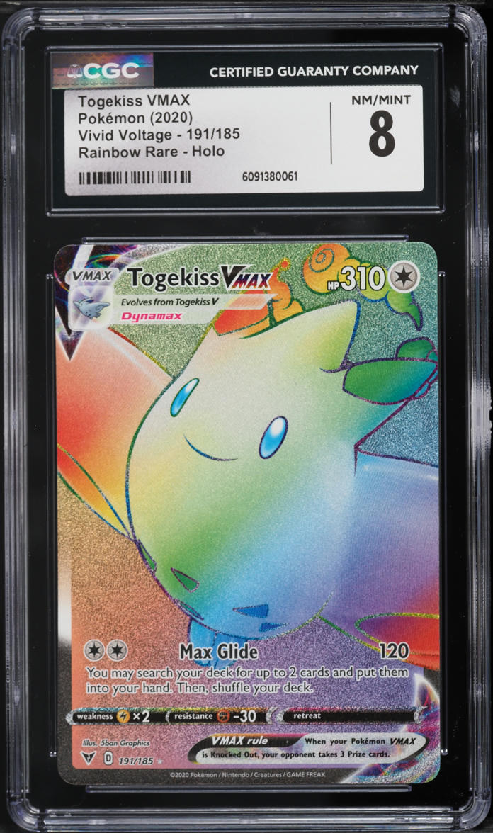 2020 Pokemon Sword & Shield Vivid Voltage Rainbow Rare Togekiss VMAX #191 CGC 8 NM-MT