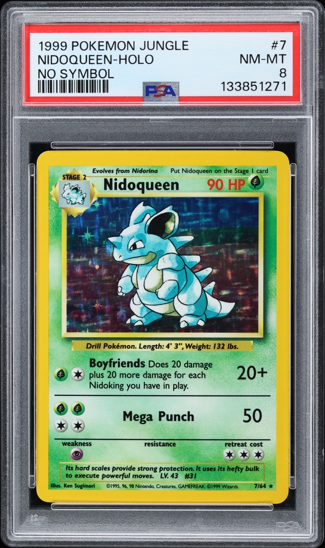 1999 Pokemon Jungle No Symbol Holo Nidoqueen #7 PSA 8 NM-MT