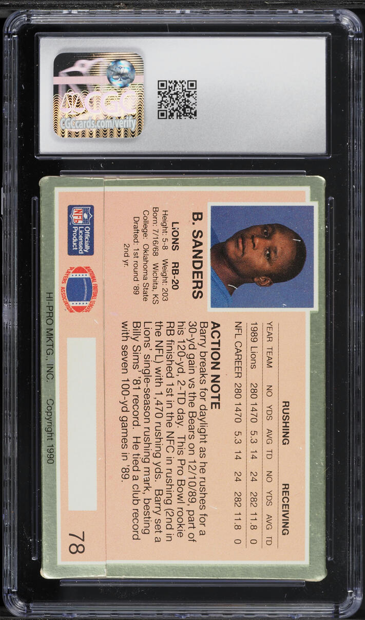 1990 Action Packed Barry Sanders #78 CGC 8.5 NM-MT+