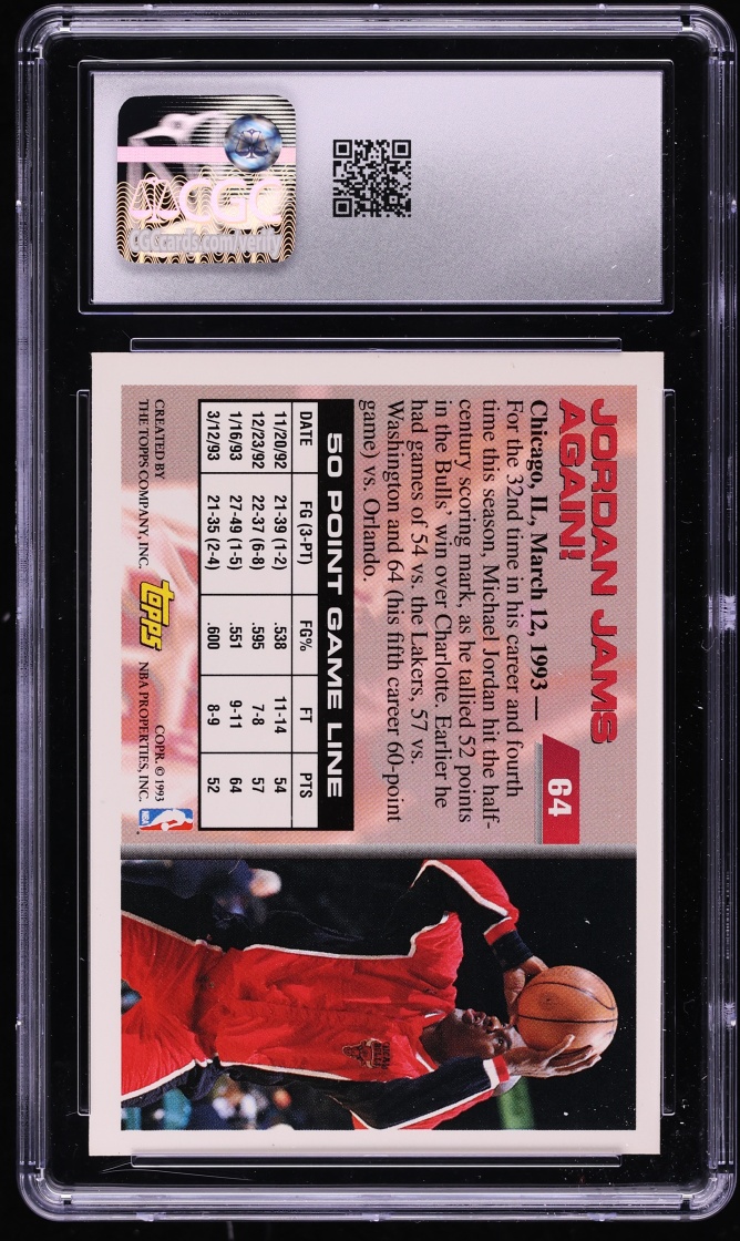 1993 Topps Basketball Michael Jordan #64 CGC 9 MINT