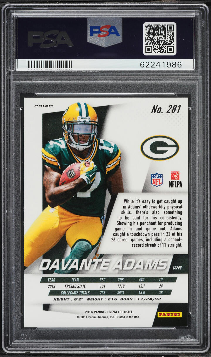 2014 Panini Prizm Green Davante Adams ROOKIE #281 PSA 10 GEM MINT