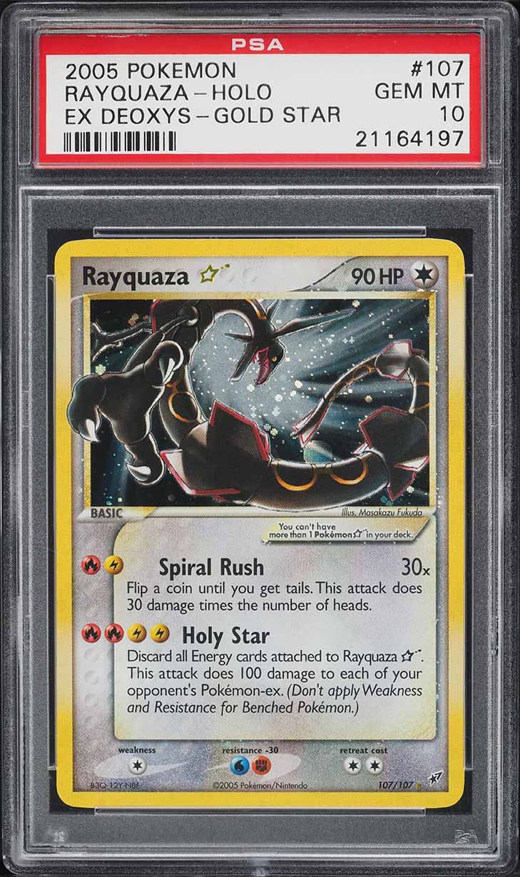 2005 Pokemon EX Deoxys Holo Rayquaza Gold Star #107 PSA 10 GEM MINT