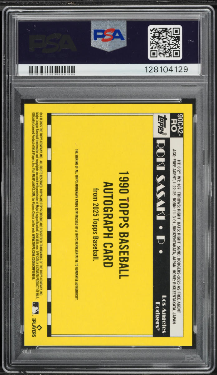 2025 Topps Chrome Silver Pack '90 Promo Series 2 Roki Sasaki ROOKIE AUTO #RO PSA 9 MINT