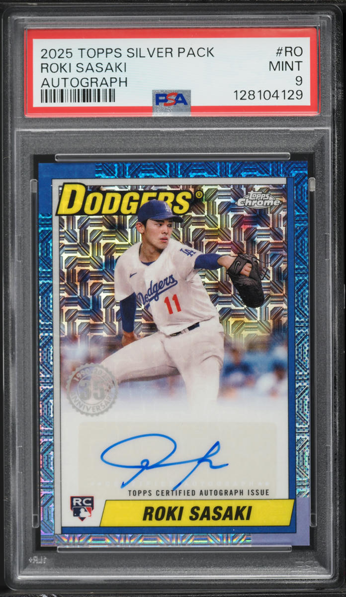 2025 Topps Chrome Silver Pack '90 Promo Series 2 Roki Sasaki ROOKIE AUTO #RO PSA 9 MINT