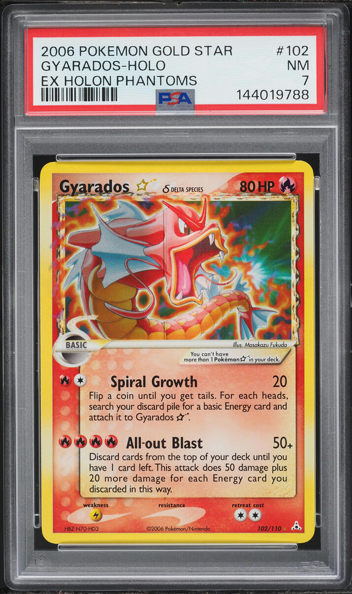 2006 Pokemon EX Holon Phantoms Holo Gyarados Gold Star #102 PSA 7 NRMT