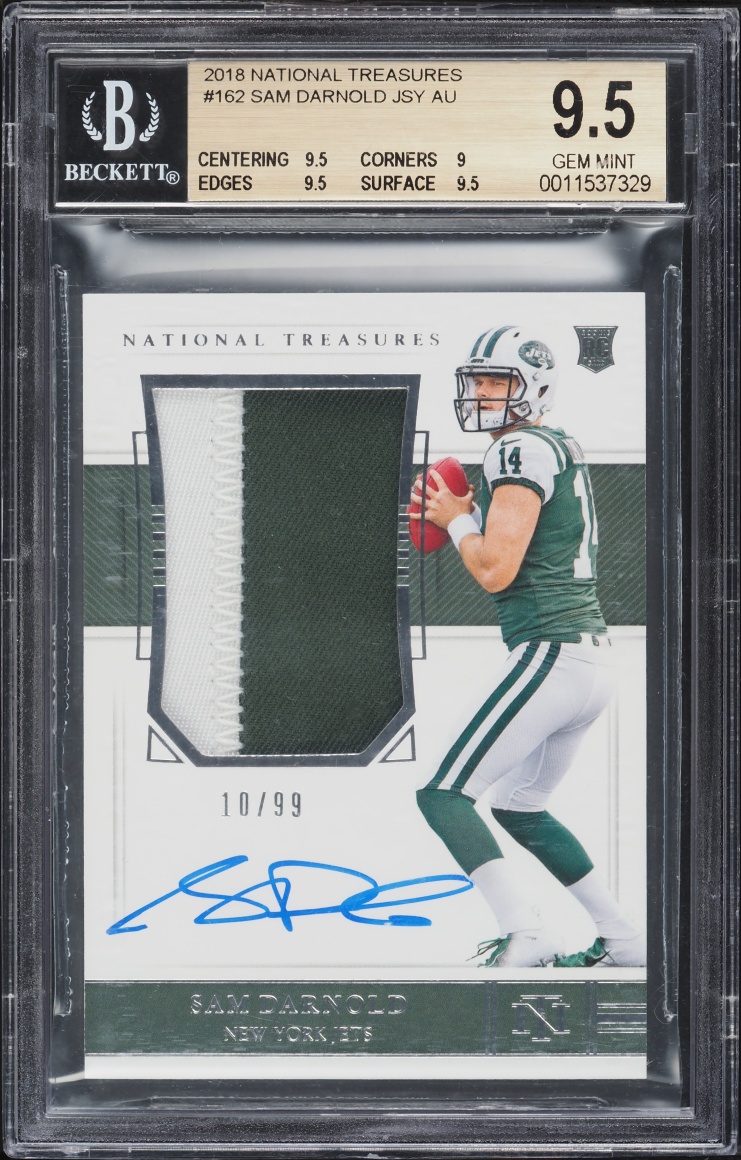 2018 National Treasures Sam Darnold ROOKIE PATCH AUTO /99 #162 BGS 9.5 GEM MINT