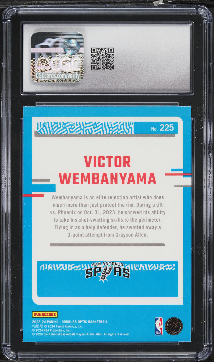 2023 Donruss Optic Victor Wembanyama ROOKIE #225 CGC 9 MINT