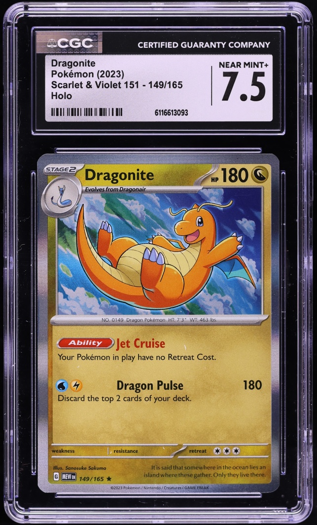 2023 Pokemon Scarlet & Violet 151 Holo Dragonite #149 CGC 7.5 NRMT+