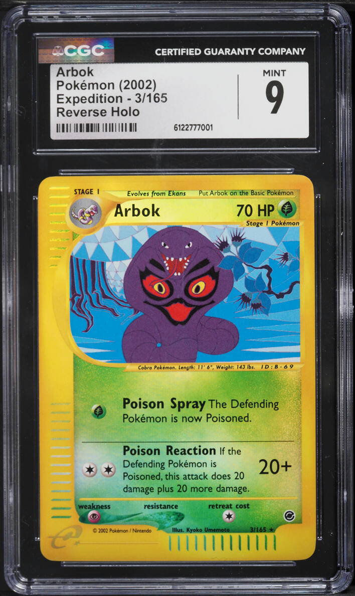2002 Pokemon Expedition Reverse Holo Arbok #3 CGC 9 MINT