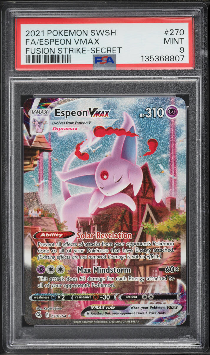 2021 Pokemon Sword & Shield Fusion Strike Full Art Espeon VMAX #270 PSA 9 MINT