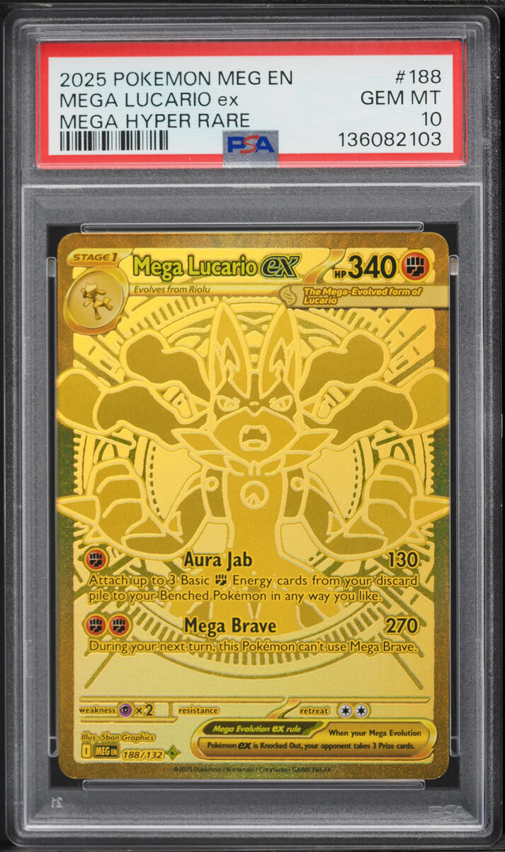 2025 Pokemon Mega Evolution MHR Mega Lucario ex #188 PSA 10 GEM MINT