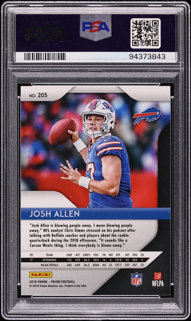 2018 Panini Prizm Josh Allen ROOKIE #205 PSA 10 GEM MINT