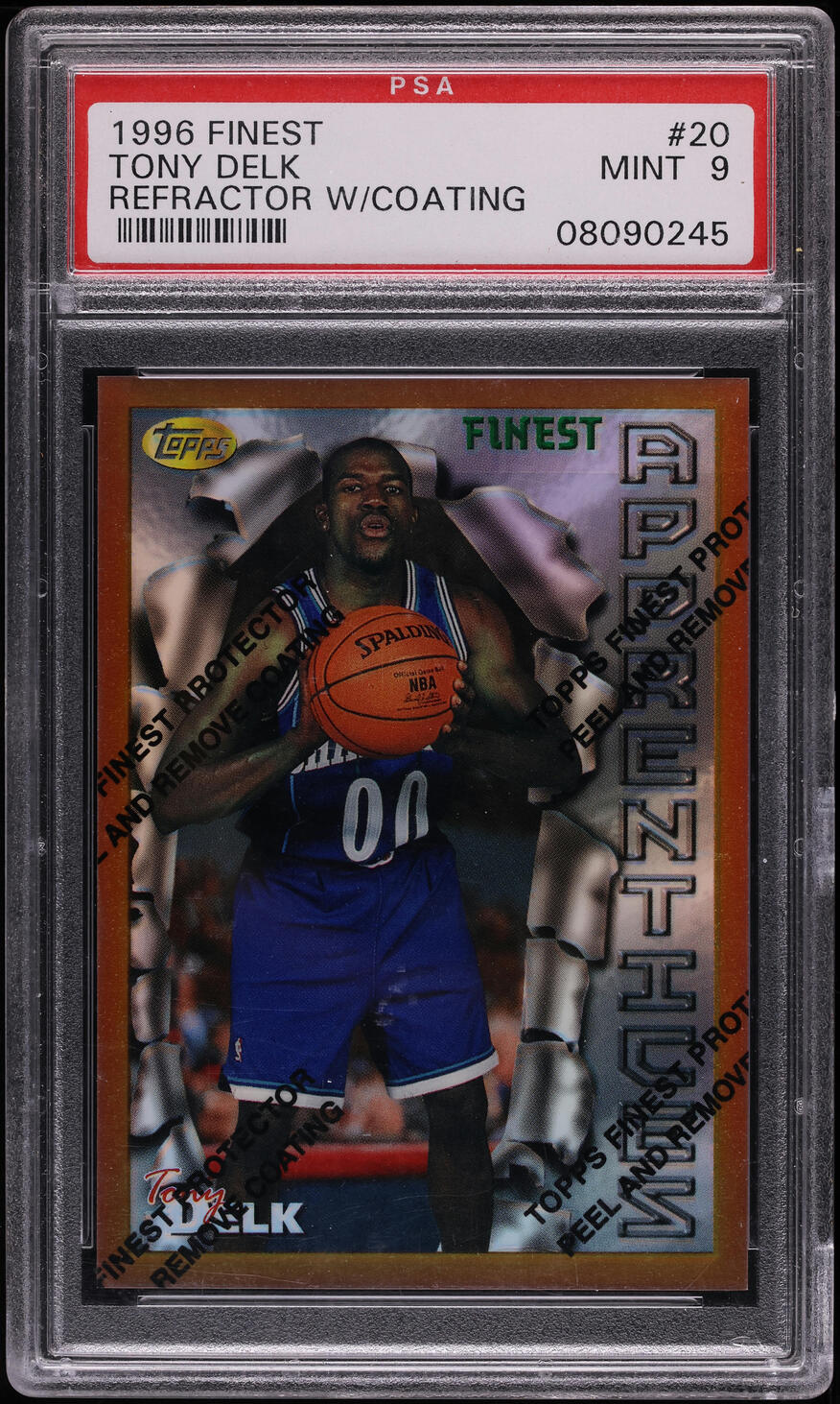 1996 Finest Refractor w/ Coating Tony Delk #20 PSA 9 MINT