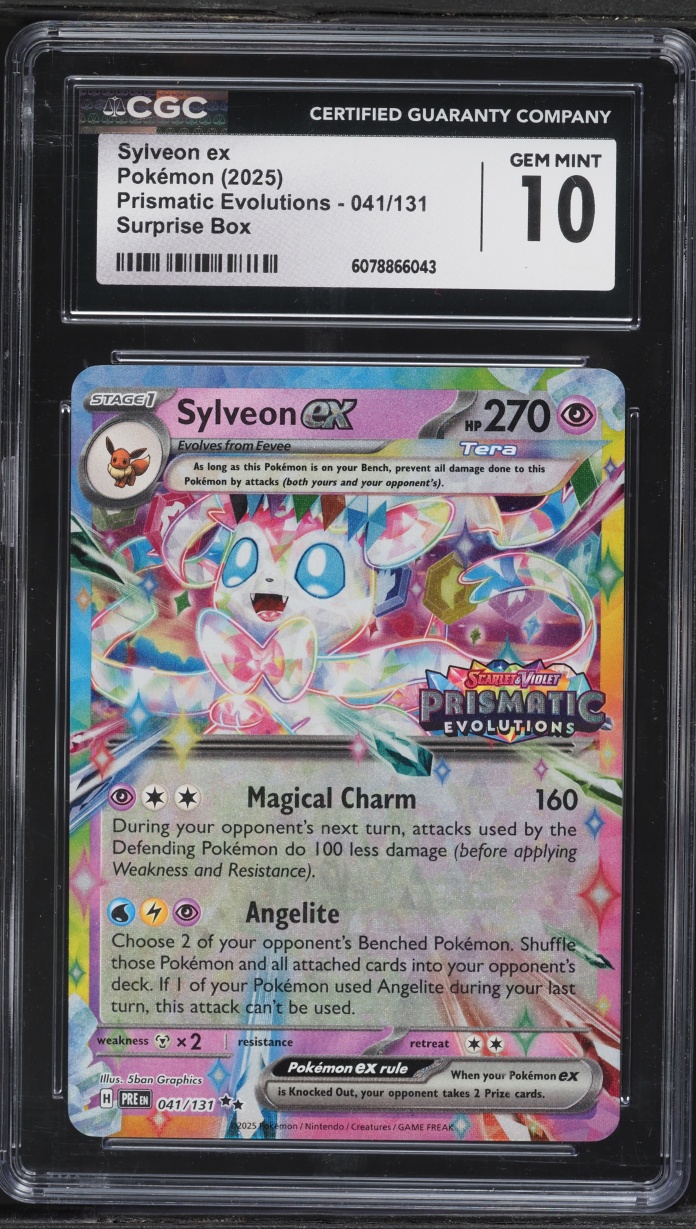 2025 Pokemon SV Prismatic Evolutions Surprise Box Holo Sylveon ex #41 CGC 10 GEM MINT