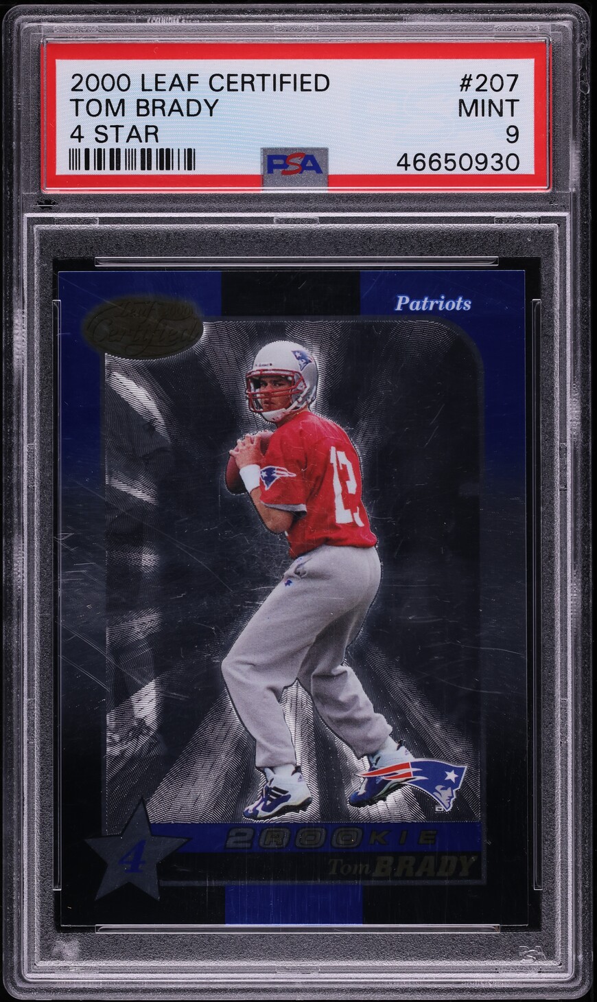2000 Leaf Certified 4 Star Tom Brady ROOKIE /1500 #207 PSA 9 MINT