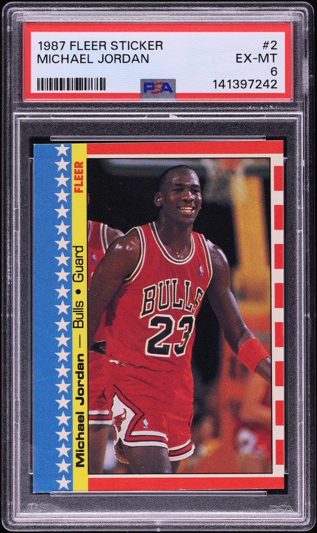 1987 Fleer Sticker Michael Jordan #2 PSA 6 EXMT