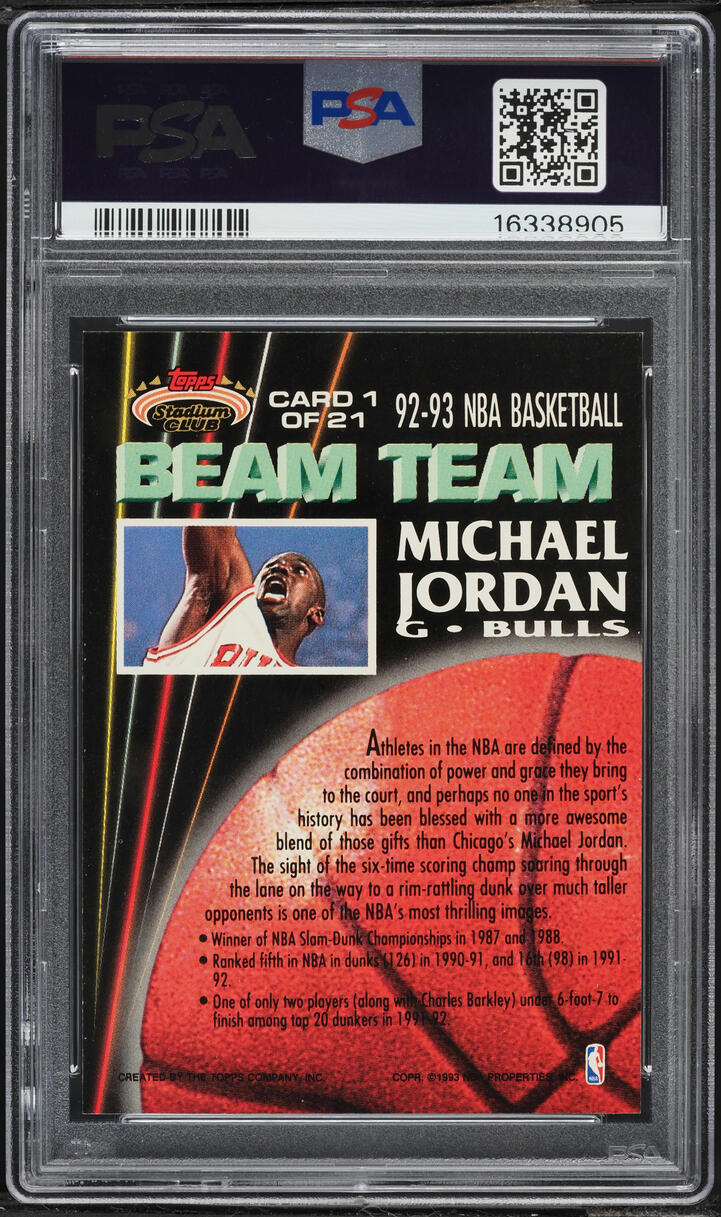 1992 Stadium Club Beam Team Michael Jordan #1 PSA 10 GEM MINT - Photo 2