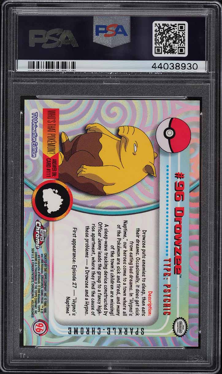 2000 Topps Chrome Pokemon Series 2 Sparkle Drowzee #96 PSA 10 GEM MINT