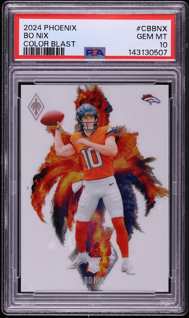 2024 Panini Phoenix Color Blast Bo Nix ROOKIE #CB-BNX PSA 10 GEM MINT