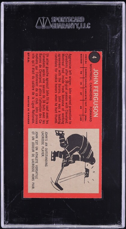 1964 Topps Hockey John Ferguson #4 SGC 7 NRMT