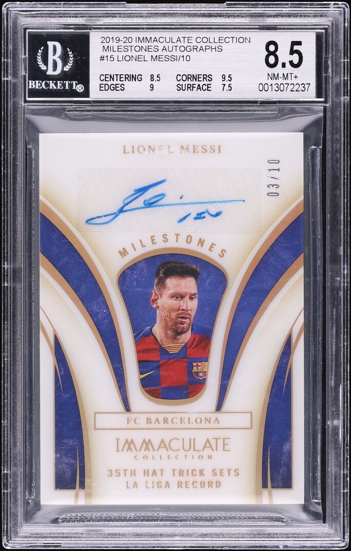 2019 Immaculate Collection Milestones Lionel Messi AUTO /10 #MI-LM BGS 8.5 NM-MT+