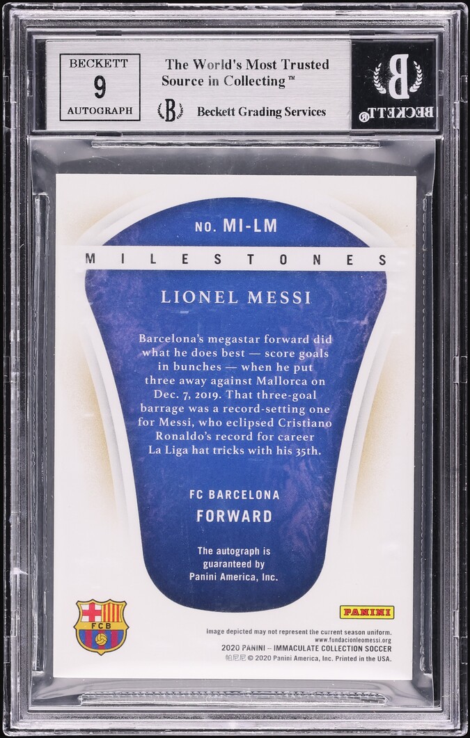 2019 Immaculate Collection Milestones Lionel Messi AUTO /10 #MI-LM BGS 8.5 NM-MT+