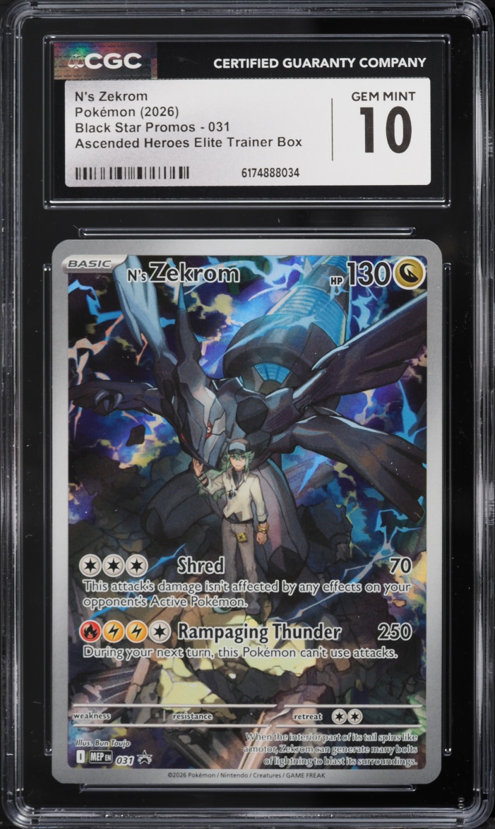 2026 Pokemon Mega Evolution Promo Ascended Heroes ETB Full Art N's Zekrom #31 CGC 10 GEM